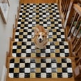 thumbnail image 2 of Black Gold Mosaic Stair Treads Non Slip for Steps Rustic Abstract Checkerboard Grids 10 Pcs Reusable Adhesive Stair Runner Mats for Dogs Elders Carpet Treads Rugs for Staircase 8x30 In, 2 of 9