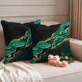 thumbnail image 2 of Green Marble Outdoor Waterproof Pillow Covers, Gold Abstract Vintage Modern Ombre Art Decorative Square Throw Pillowcase Sofa Cushion Sham for Patio/Couch/Chair, 24"x24" 2 Pack, 2 of 8