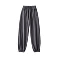 thumbnail image 1 of LOVZFMLL Women's Pants, Fall/Winter Drawstring Elastic Waist Loose Cuffed Thick Pants Dark Gray, L, 1 of 4