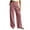 Pink, variant on Womens Ribbed Knit Wide Leg Pants Double Layer Drawstring High Waist Dual Side Hand Pockets Solid Color Stretch Casual Flowy Daily Trousers