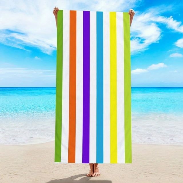 Xihbxyly Toalla de Playa Extragrande, Diseño de Rayas Suaves, Secado Rápido, Ideal para Piscina, Viajes y Camping, Unisex, 150 X 75 Cm, Lavable a Máquina, Ligera.