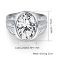 thumbnail image 4 of Men's 925 Sterling Silver 17mm Side Strap White CZ Ring Solitaire Engagement Wedding Ring Size 7-13, 4 of 4