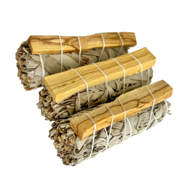 Sahumerio de Salvia Blanca con Palo Santo 10 cm – Pack de 3 Piezas Fusión de Aromas Tradicionales para Ambientes Armoniosos