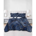 thumbnail image 3 of Navy Blue Marble Full Size Down Alternative Comforter, Lightweight Comforter Quilt Bedding Set with Pillow Shams Modern Golden Geometric Abstract All Seasons Bed Comforter Duvet Insert 78"x90", 3 of 7
