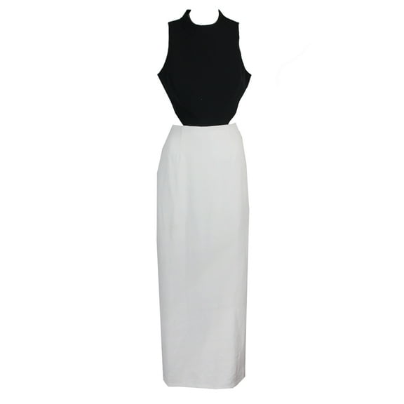 Aidan Mattox Womens White Black Colorblocked Mock Neck Gown 10