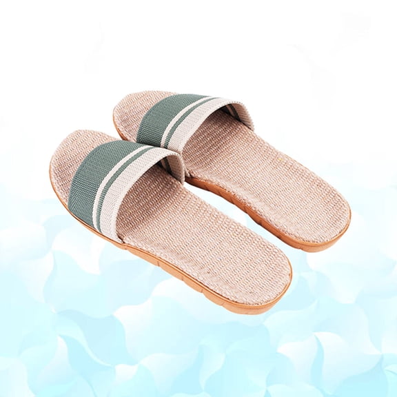 GETAJGHSD Simple Beige Flax Woman Indoor Slipper for Home with Breathable Material