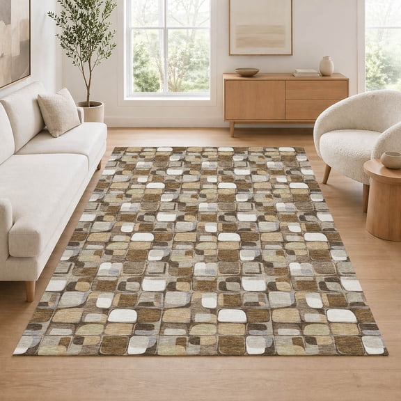 Addison Rugs Chantille Indoor/Outdoor Transitional Geometric Chocolate Machine Washable Rectangle Rug, 10' x 14'