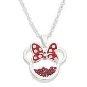 Minnie Mouse July Birthstone Silver Plated Shaker Pendant Necklace, 18+2 Extender
