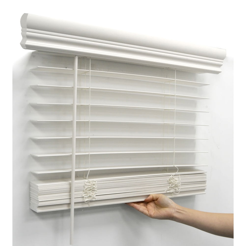 Kepooman 25.5" W X 60" H Indoor Faux Wood Venetian Horizontal Blinds, Shade for Living Room Bedroom Study Room, White