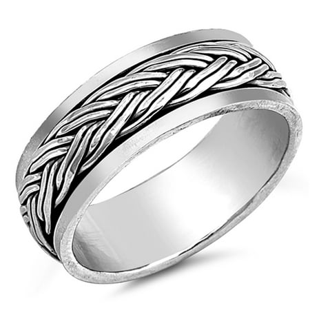 Men Women Sterling Silver 8mm 8mm Celtic Spinner Wedding Band Engagement Ring