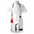 thumbnail image 3 of Engagement Party Apron Celebration Modern Minimalist Design Couple with Heart Flowers, Unisex Kitchen Bib Apron with Adjustable Neck for Cooking Baking Gardening, Black White and Red, by Ambesonne, 3 of 3