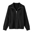 thumbnail image 3 of KICILVS Sweater Jacket for Women Full Zip Collared Ribbed Cuffs Knit Coat Plain Casual Fall Winter Trendy Outerwear, 3 of 5