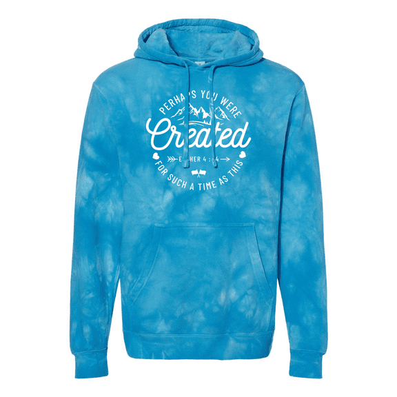 Trenz Shirt Company Womens Perhaps You Were Created Esther 4:14 Christian Tie-Dye Hoodie-Aqua Blue-large