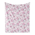 thumbnail image 1 of Shabby Flora Soft Flannel Fleece Throw Blanket, Pastel Roses Grey Leaves Garden Bedding Plants Spring Blossoms, Cozy Plush for Indoor and Outdoor Use, 60" x 80", Pale Pink White Grey, by Ambesonne, 1 of 6