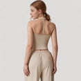 thumbnail image 5 of Women's Cropped Active Tank Top with Built-In Bra and Racerback Design - Medium, Beige, 5 of 6