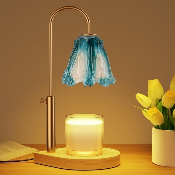 URRU Candle Warmer Lamp with Timer & Adjustable Height & Dimmer, Electric Wax Candle Warmer for Jar Candles, 2 Bulbs, Candle Light Room Decor Gifts for Women (Green)