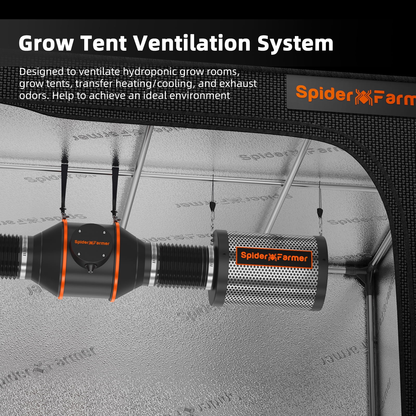 2025 Spider Farmer 4" Inline Fan Duct Booster HVAC Ventilation with Speed Controller for Grow Tent