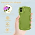 thumbnail image 5 of for iPhone 12 Case 6.1 Inch Curly Wave Frame Phone Case Cute Design Color Aesthetic Phone Case Soft TPU Shockproof Protective Bumper Case Cover for Girls, Green, 5 of 14