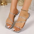thumbnail image 2 of Sandalias Planas con Correas de Tobillo Oro Metálico Pie Abierto Suela Suave Interior Al Aire Libre, Zapatillas Al Aire Libre para Mujer, 2 of 9