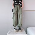 thumbnail image 3 of GYRATEDREAM Cargo Pants for Girls Cargo Jogger Pants Casual Girl's Elastic Waist Cargo Pants with Pockets 6-14T, 3 of 9