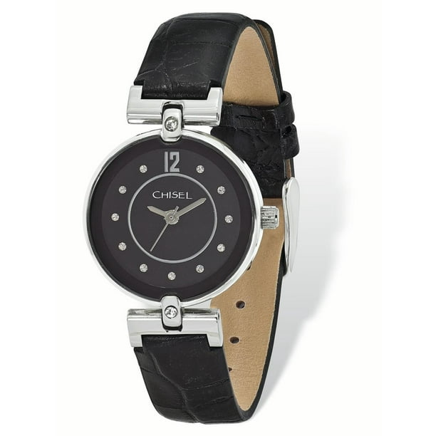 Primal Steel Ladies Chisel Black Dial Black Leather Watch Walmart
