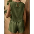 thumbnail image 2 of Weardear Women's Summer 2 Piece Outfits Casual Button Back Crop Tank Tops and High Waist Shorts Set, 2 of 5
