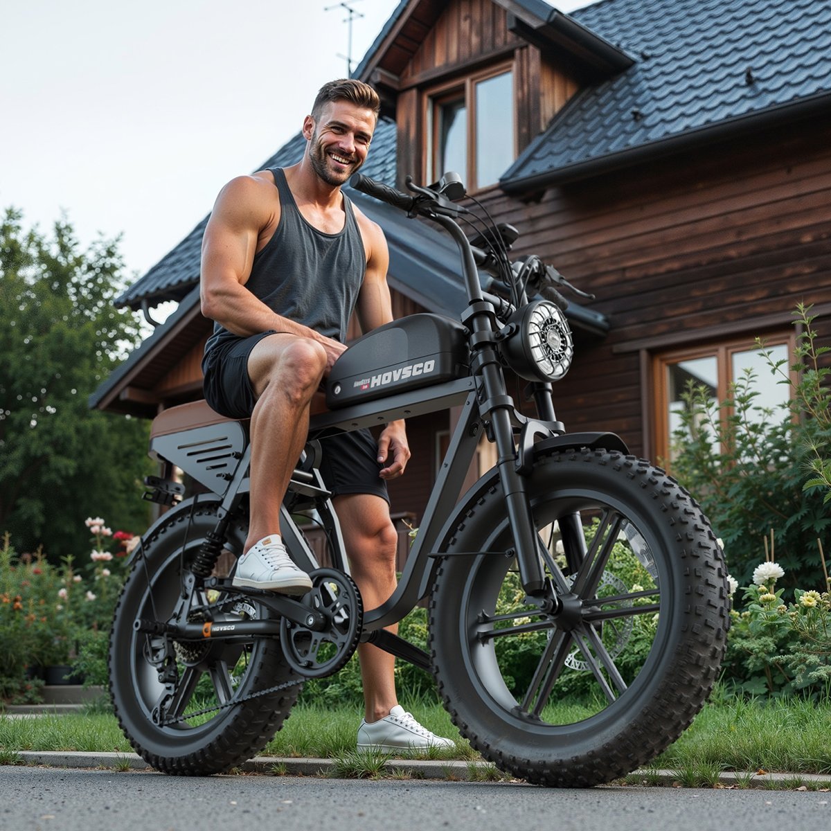 HOVSCO HovGtrs Peak 1500W Electric Bike, Moped-style Electric Bicycle for Adults, 20"x4" Fat Tire Motorcycle, E Mountain Bike, 48V/15AH UL2849