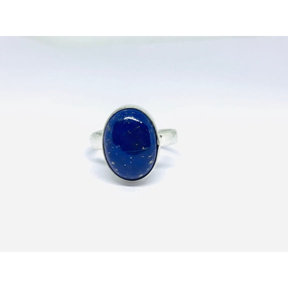 Natural lapis lazuli sterling ring for women in 925 sterling silver