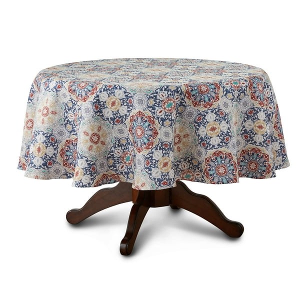 Mainstays Painted Tile Tablecloth, Best Size Tablecloth For 42 Inch Round Table