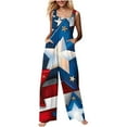thumbnail image 3 of Sales of The Day! JURANMO Jumpsuits for Women Casual 4th of July Outfits Fashion Usa Flag Print Sleeveless Cute Wide Leg Onesie Pants with Pockets Beach Vacation Clothes Blue M, 3 of 9