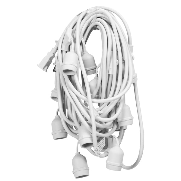 Homestead 48FT Commercial Grade LED Flexible Filament String Lights, Warm White with White Cable