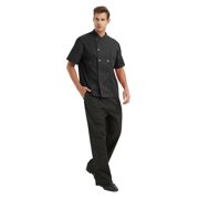 TopTie Unisex Short Sleeve Chef Coat Jacket, Black