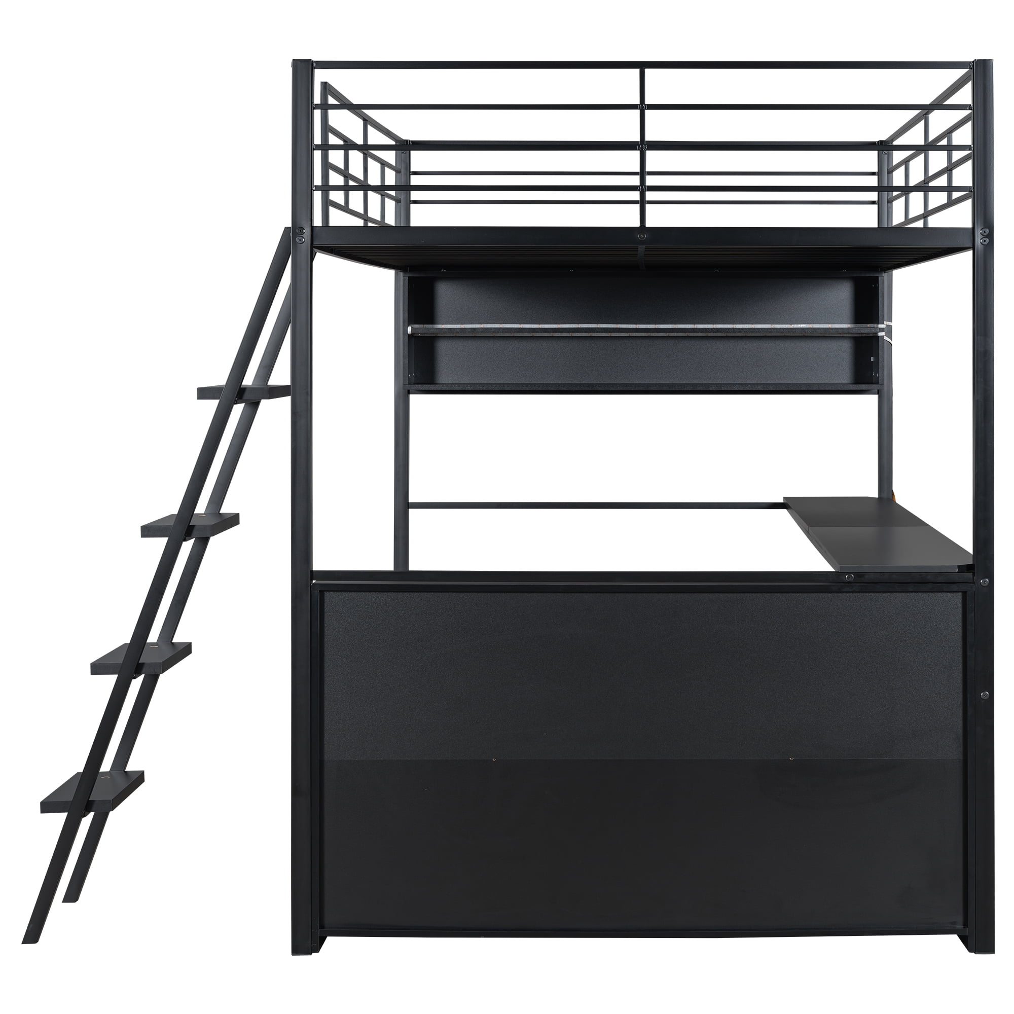Euroco Metal Full Size Loft Bed, Gaming Bed with Desk and LED Light for Kids Teens