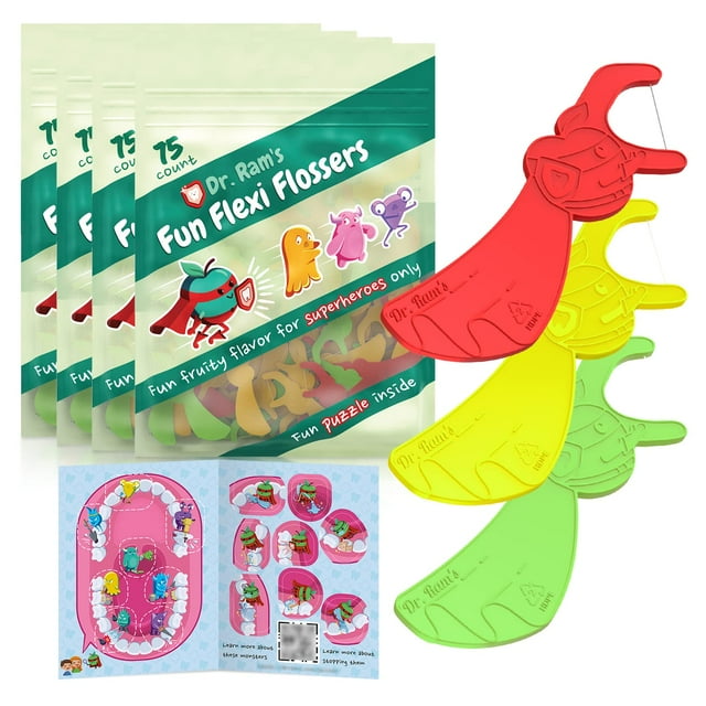Hilo dental para niños Dr. Ram's Fun Flexi Flossers, 300 unidades