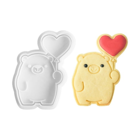 

TIERPOP Paste Mould Cookie Cutters Cute Christmas Bear Shape Cartoon Press Plastic Baking Utensils Easy Safe Fondant Cake Mold