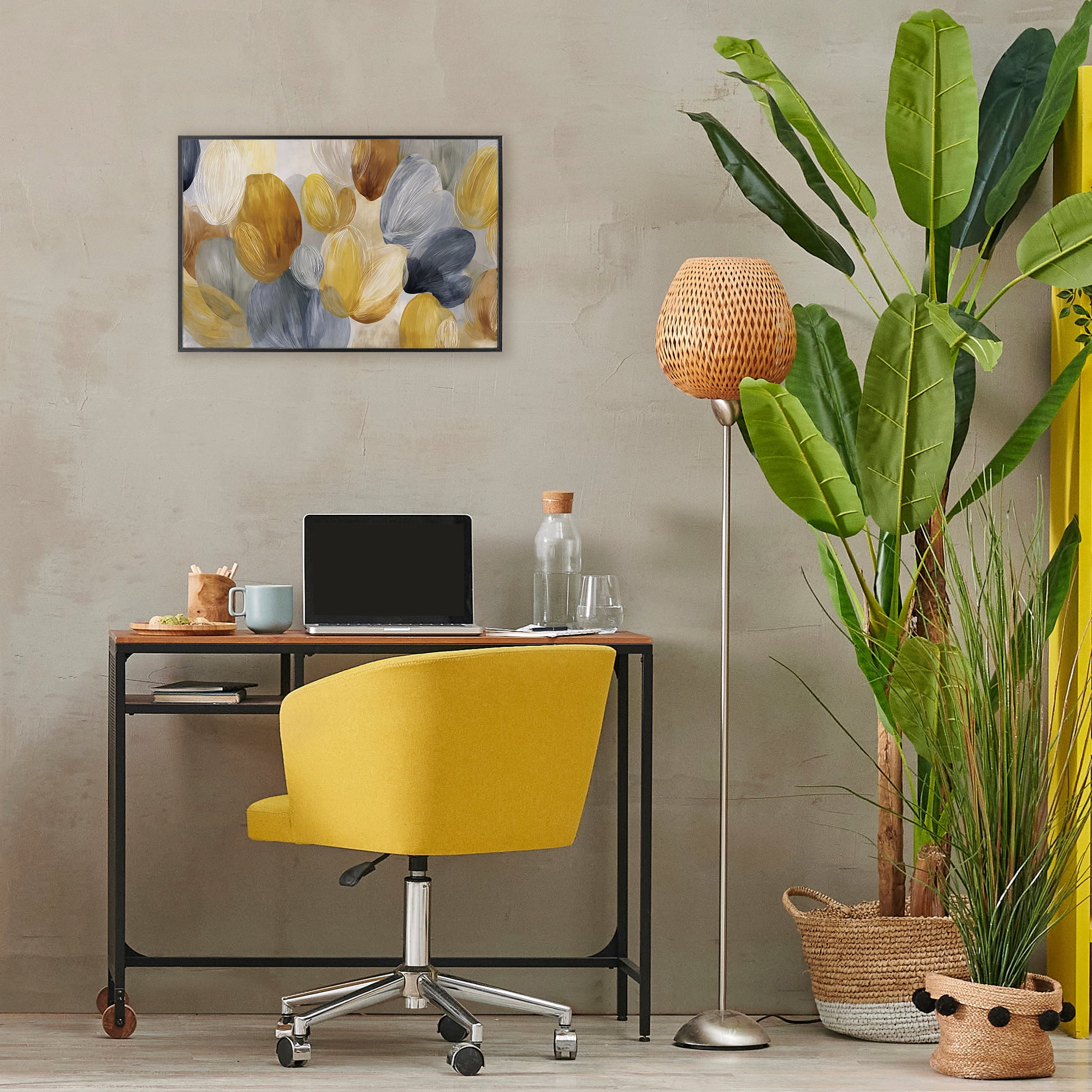 Stupell Industries Warm Oblong Layered Shapes Black Framed Giclee Art, design by Jacky Ngan