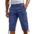 thumbnail image 2 of CONZONE Mens Baggy Cargo Shorts Straight Leg Workwear Shorts for Men Trendy Buttons Solid Soft Outdoor Hiking Shorts With Pockets, 2 of 5