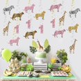 thumbnail image 2 of Wild One Hanging Decorations for Girls 1st Birthday, 20 Set Jungle Safari Cheetah Party Swirls Include 4 Animal Prints Hanging Swirls, Pink Number 1 Ceiling Decor for Tropical Forest Birthday Party, 2 of 5