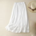 thumbnail image 2 of Delliss Women's Summer Loose Retro Elastic Waist Tiered Skirt Flowy Cotton Linen Gauze Skirt White L, 2 of 9