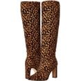 thumbnail image 5 of Steven by Steve Madden Joanis Leopard Knee High Dress Block Heel Pointed Boots (6, Leopard), 5 of 5