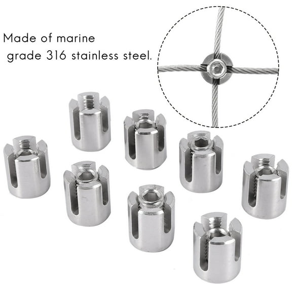 8 Pcs Stainless Steel Wire Rope Green Wall Trellis Fitting Cross Clip 3mm Wire