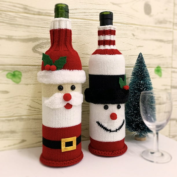 2Pcs Christmas Wine Bottle Holder, for Wine Sweater Cover