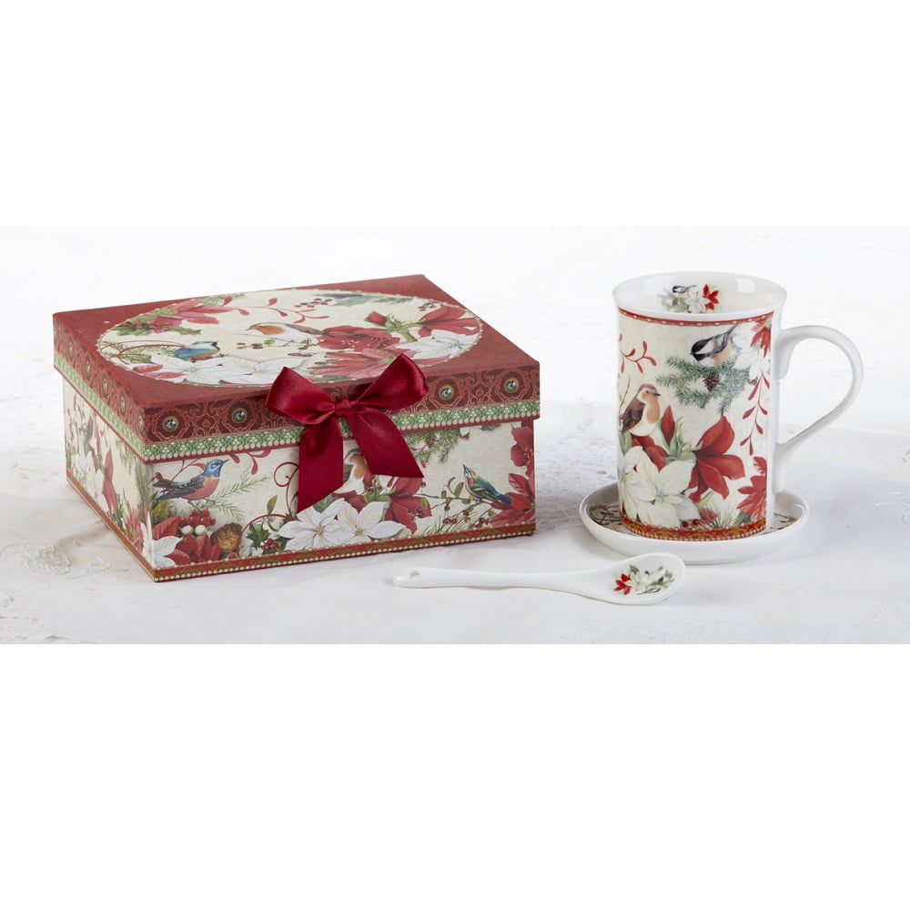 The Leonardo Collection Santa Christmas Set of 2 Fine China Mugs Gift Boxed