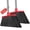 Black-red, variant on Heavy Duty Broom, 55 Inch Long Handle Outdoor Large Angle Brooms, Commercial Broom for Sweeping Indoor, for Home Garage Kitchen Office Courtyard Lobby Patio Lawn Concrete(Grey&White)