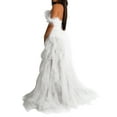 thumbnail image 3 of Oplxuo Women's Sexy Strapless Tulle Maxi Dress with Slit, Mesh See Through Corset Tube Sheer Cocktail Party Dresses, 3 of 6
