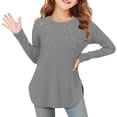 thumbnail image 2 of Ltctricy Girls' T-Shirts Children Long Sleeve Crew Neck Side Split Curved Hem Printed Tunic Tops Soft Casual Tee Blouses(Dark Gray,11-12 Years), 2 of 7