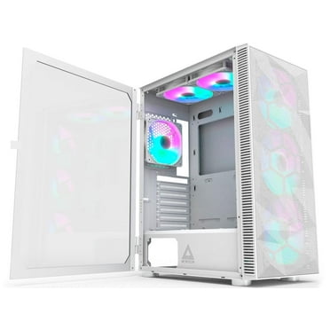 Montech X3 Mesh 6pcs, 3 x 140mm& 3 x 120mm Fixed RGB Lighting Fans (Pre-Installed) ATX Mid-Tower PC Gaming Case, USB3.0, Door Open Tempered Glass Side Panel, High Airflow, White