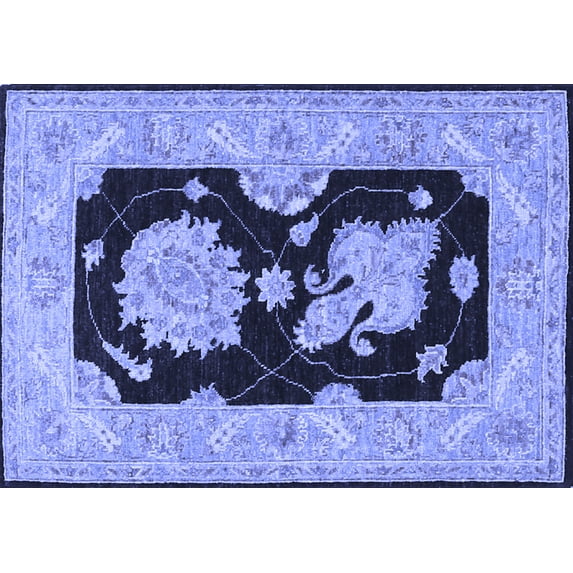 Ahgly Company Machine Washable Indoor Rectangle Oriental Blue Traditional Area Rugs, 5' x 8'