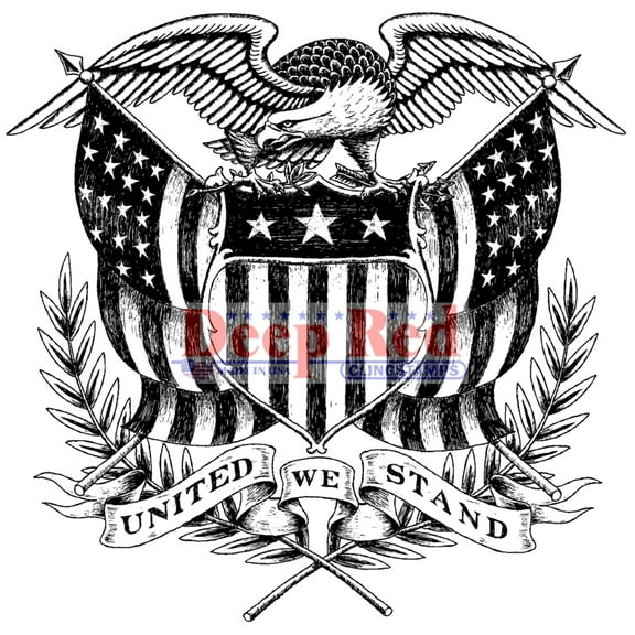 Deep Red Cling Stamp 3"X3"-United We Stand