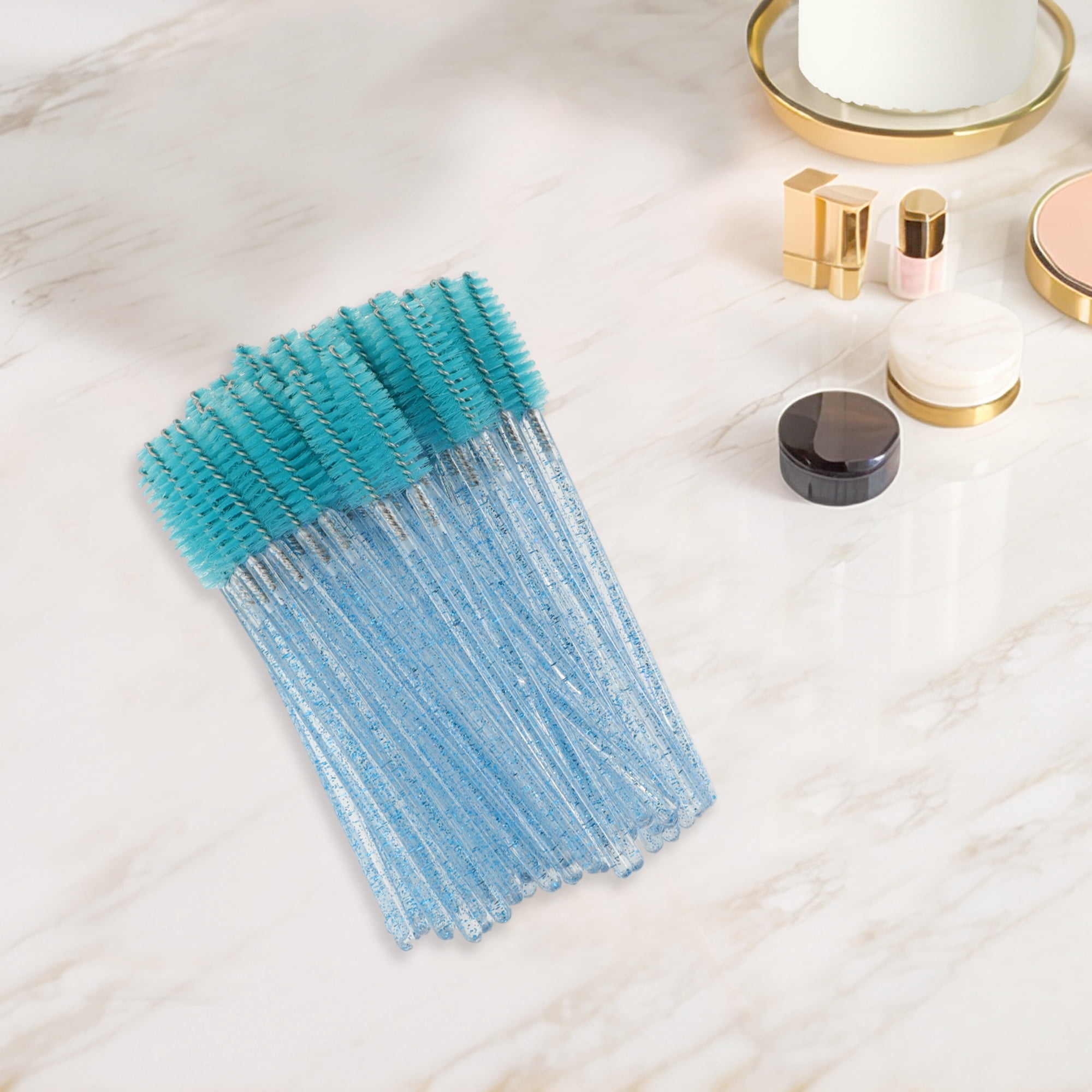 Unique Bargains 100 Pcs Durable Portable Eyelash Brush for Vacation Deep Green, Blue